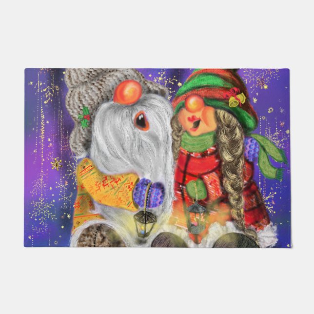 Paillasson Christms Doormat Happy Couple Gnomes Chanter (Devant)
