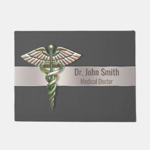 Paillasson Chrome Holographique 3D Médicale Caduceus