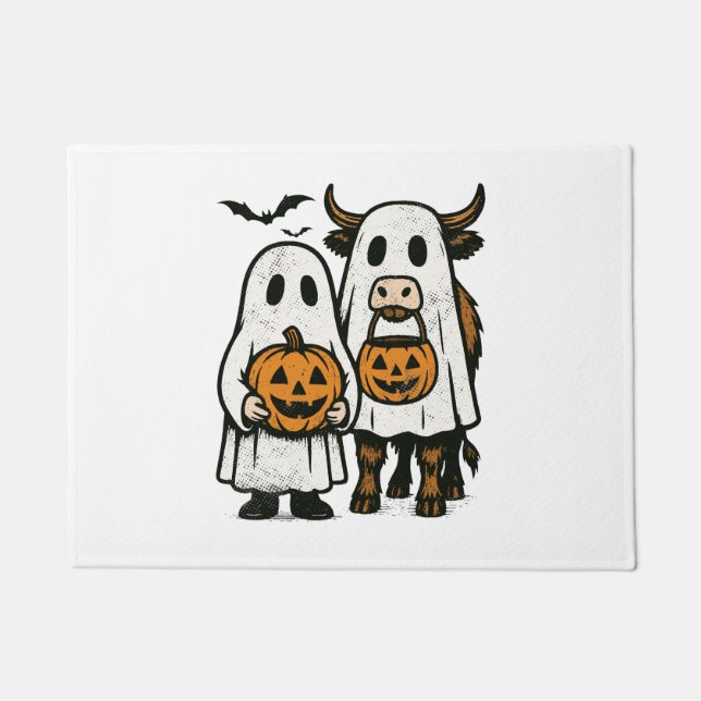 Paillasson Chute Cute Vache Highland Ghost Halloween (Devant)