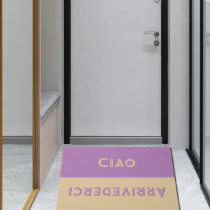 Paillasson Ciao - salutations en beige et lavande italiens