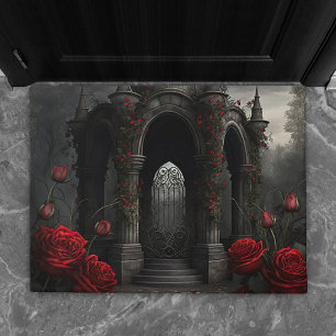 Paillasson Cimetière gothique Gazebo avec des roses rouges la
