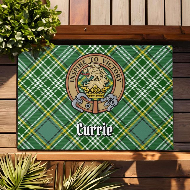 Paillasson Cimier de lion Clan Currie sur Tartan (Créateur téléchargé)