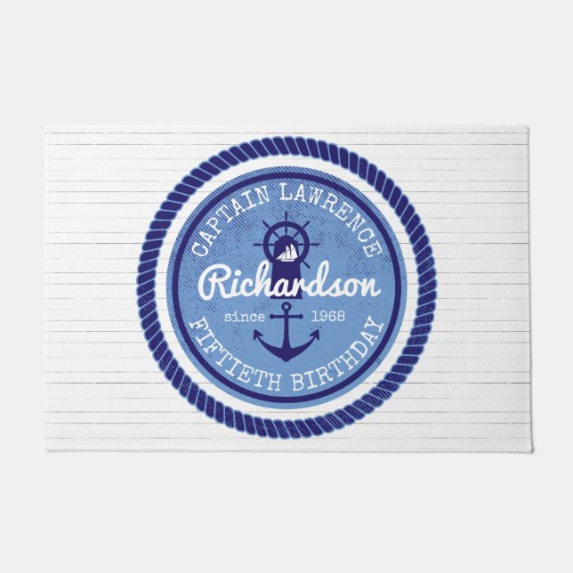 Paillasson Cinquantième barre d'Ancre de corde d'anniversaire (Devant)