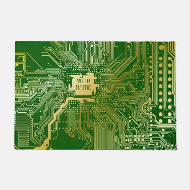 Paillasson Circuit Monogramme Motherboard Electronics Chip Te (Devant)