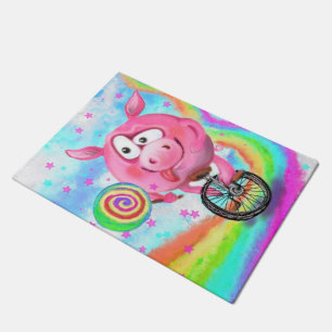 Paillasson Circus Acrobat Piggy Cycliste avec Lollipop Doorma