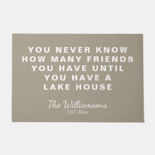 Paillasson Citation d'amis Funny Lake House Taupe personnalis