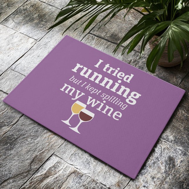 Paillasson Citation de vin amusant - j'ai essayé de courir -  (Custom Welcome Doormat)