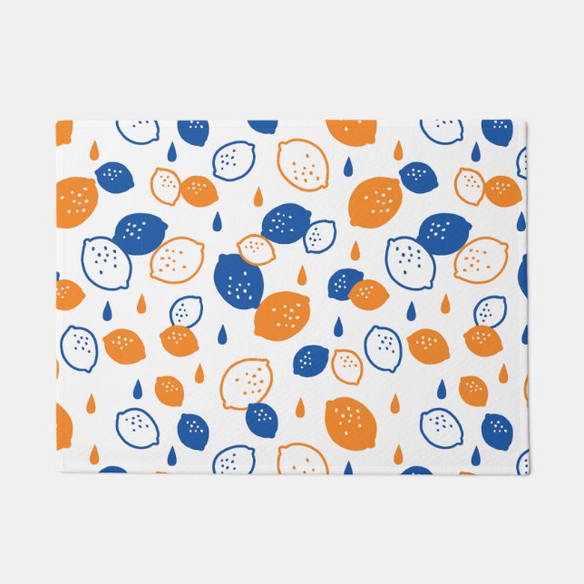 Paillasson Citron bleu et orange Motif Jouer sur le thème des (Devant)