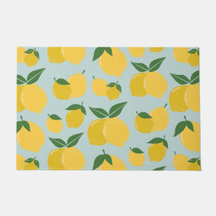 Paillasson Citron Motif Fruit Rétro Jaune Sur Vert