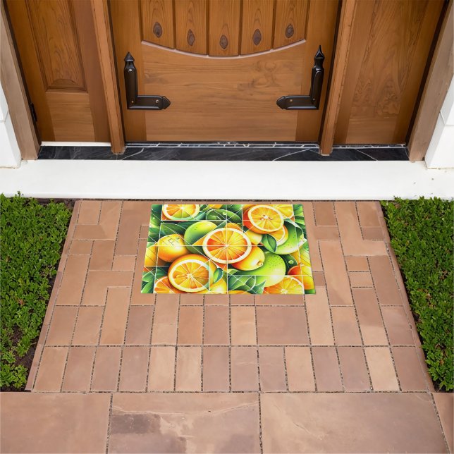 Paillasson Citron orange botanique citrus géométrique (De plein air)