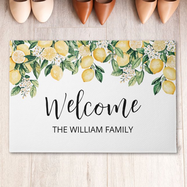 Paillasson Citronnier jaune monogramme (In situ)