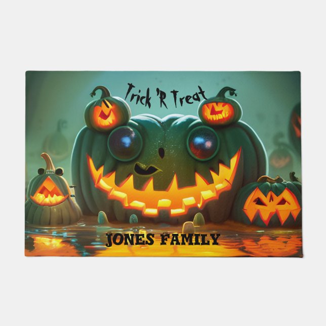 Paillasson Citrouille de création de peur d'Halloween (Devant)