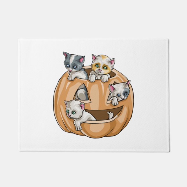 Paillasson Citrouille des chats d'Halloween (Devant)