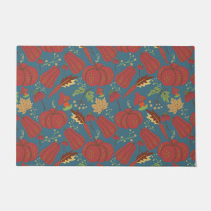 Paillasson Citrouille et carotte sans couture motif rouge et