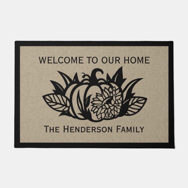 Paillasson Citrouille et Sunflower Bienvenue (Devant)