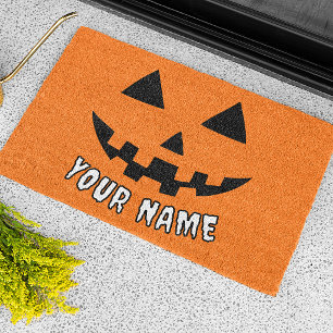 Paillasson Citrouille orange personnalisée Halloween Votre no