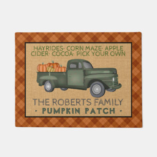 Paillasson Citrouille Patch Farm Camion Vintage Plaid Rustic