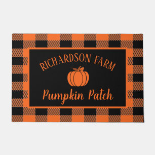 Paillasson Citrouille Patch Nom de famille Halloween Automne