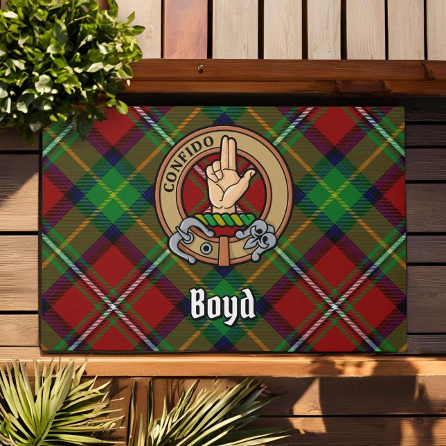 Paillasson Clan Boyd Crest sur Tartan (Créateur téléchargé)