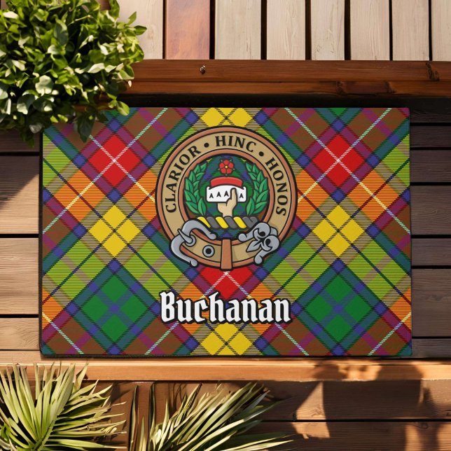 Paillasson Clan Buchanan Crest sur Tartan (Créateur téléchargé)