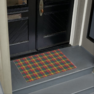 Paillasson Clan Buchanan Plaid Vert Rouge Jaune Chèque Tartan