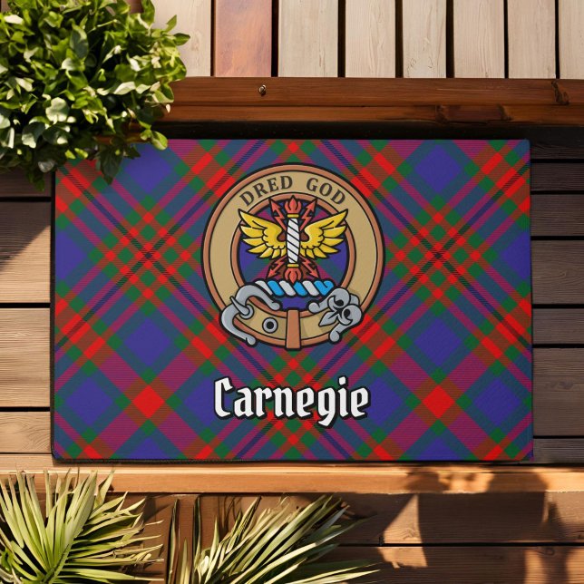 Paillasson Clan Carnegie Crest sur Tartan (Créateur téléchargé)