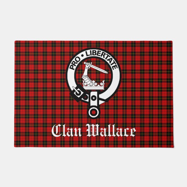 Paillasson Clan écossais Wallace Crest Badge et Tartan (Devant)
