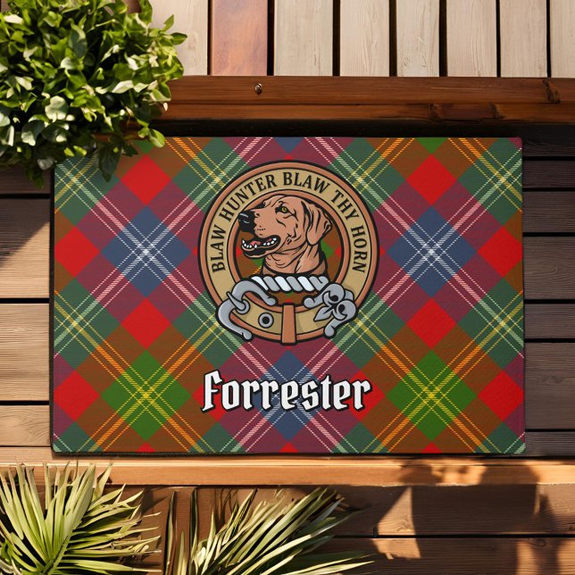 Paillasson Clan Forrester Crest sur Tartan (Créateur téléchargé)
