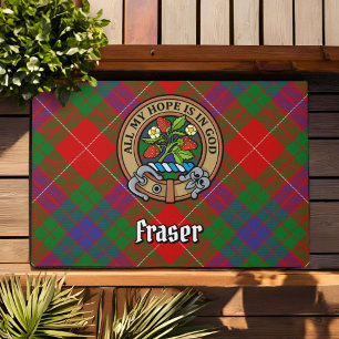 Paillasson Clan Fraser Crest sur Tartan