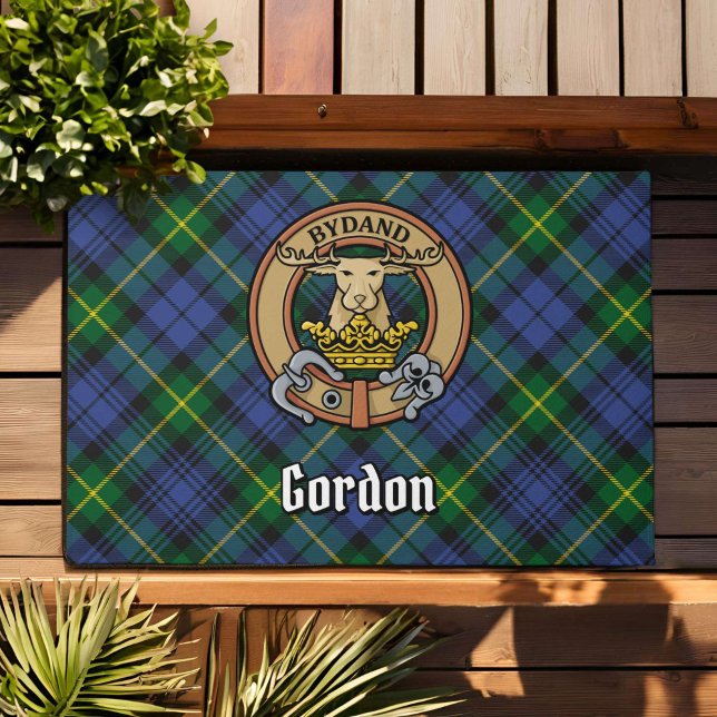 Paillasson Clan Gordon Crest sur Tartan (Créateur téléchargé)