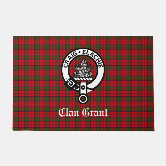 Paillasson Clan Grant Crest Badge et Tartan (Devant)