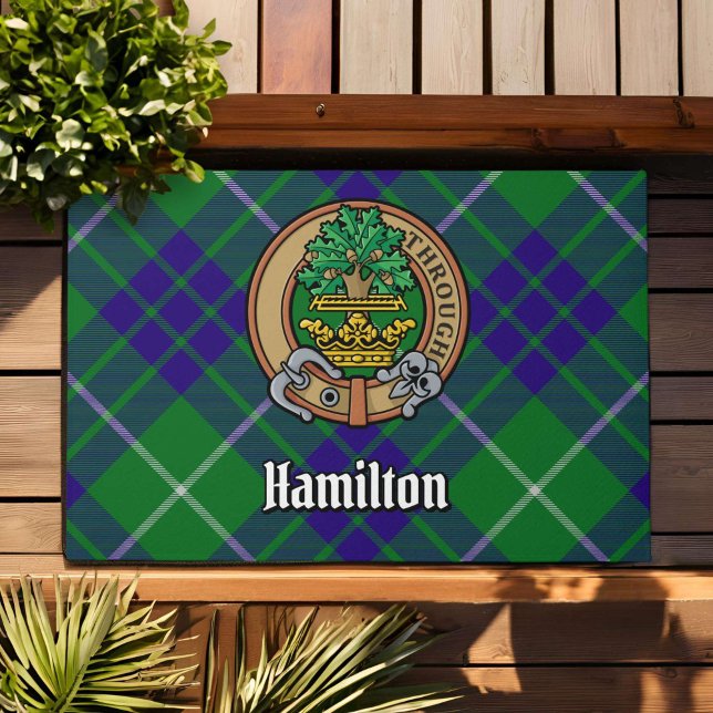 Paillasson Clan Hamilton Crest sur Tartan (Créateur téléchargé)