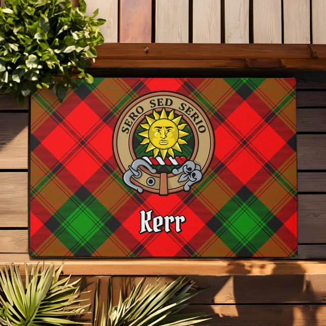 Paillasson Clan Kerr Crest sur Tartan (Créateur téléchargé)