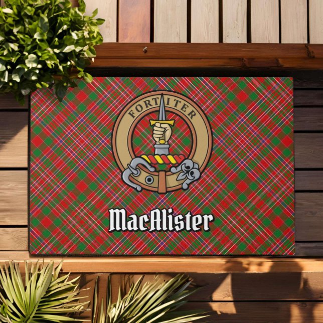 Paillasson Clan MacAlister Crest sur Tartan (Créateur téléchargé)