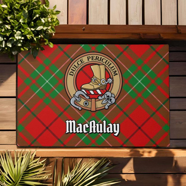 Paillasson Clan MacAulay Crest sur Tartan (Créateur téléchargé)