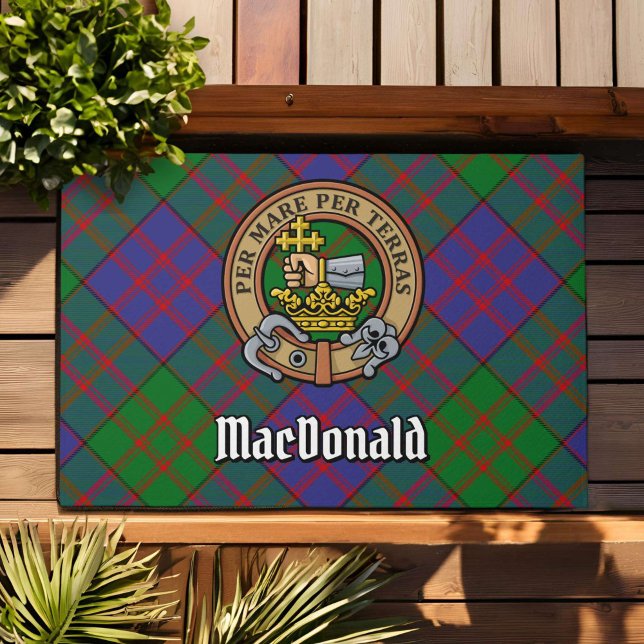 Paillasson Clan MacDonald Crest sur Tartan (Créateur téléchargé)