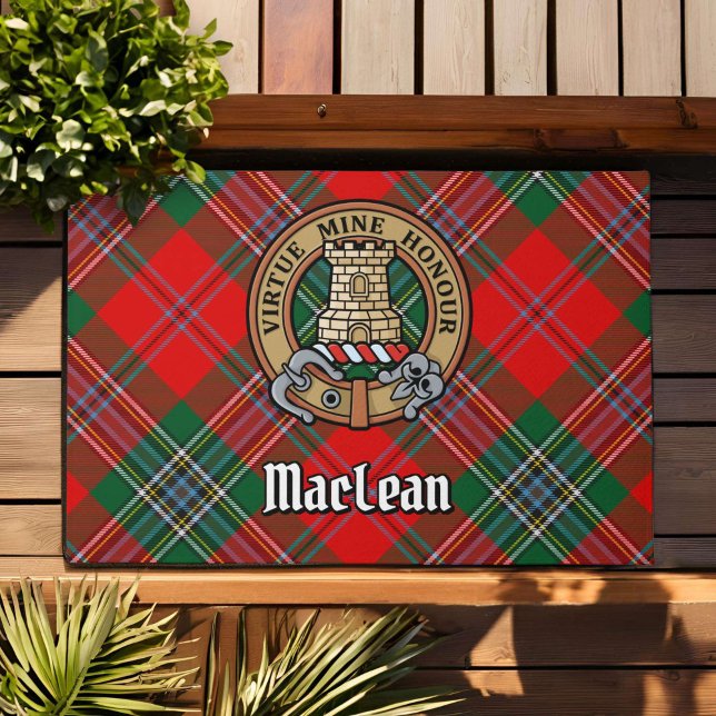 Paillasson Clan MacLean Crest sur Tartan (Créateur téléchargé)