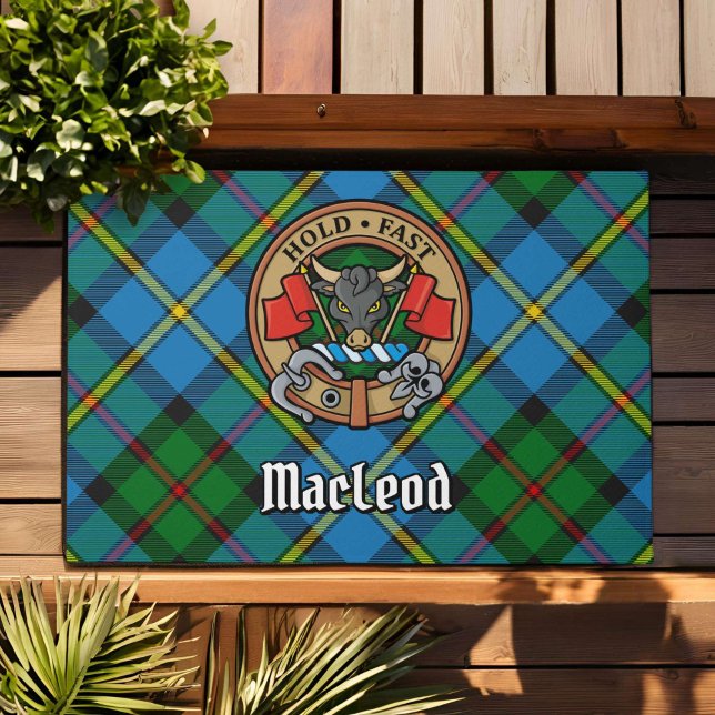 Paillasson Clan MacLeod Crest sur la chasse Tartan (Créateur téléchargé)