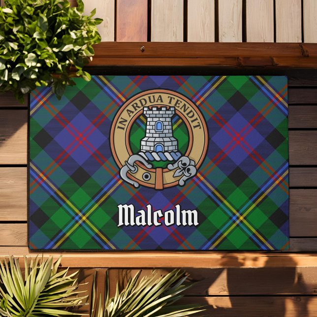 Paillasson Clan Malcolm Crest over Tartan (Créateur téléchargé)