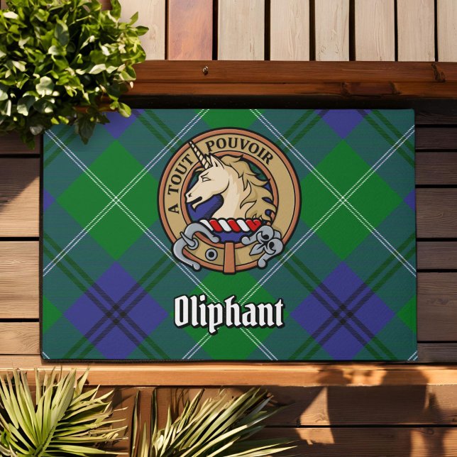 Paillasson Clan Oliphant Crest sur Tartan (Créateur téléchargé)