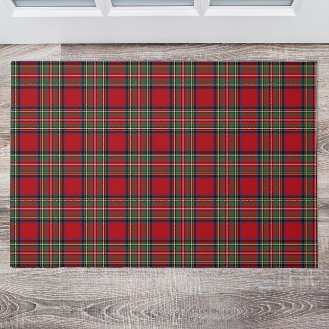 Paillasson Clan plaid Stewart Green Red Blue Check Tartan (Plaid Rustic Red Green Stewart Tartan Doormat)