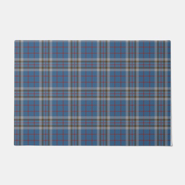 Paillasson Clan Plaid Thompson gris bleu Check Tartan (Devant)