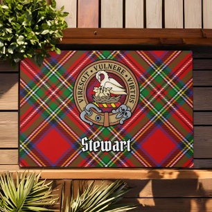 Paillasson Clan Stewart Crest sur Royal Tartan