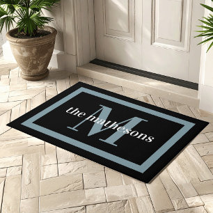 Paillasson Classic Noir & Ardoise Nom de famille & Monogramme