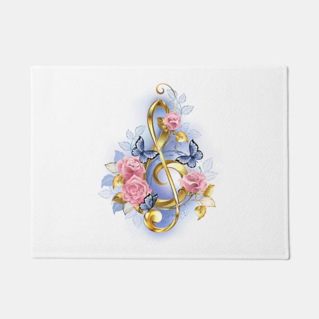 Paillasson Clé de fer avec roses roses roses (Devant)