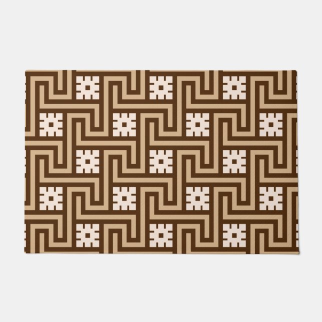 Paillasson Clé grecque Déco, Taupe et Marron (Devant)