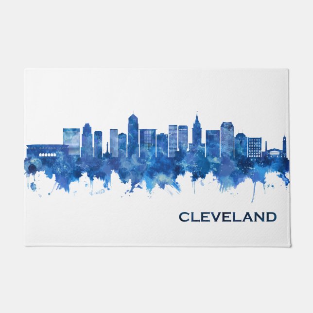 Paillasson Cleveland Ohio Skyline Blue (Devant)