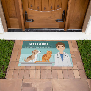 Paillasson Clinique Vétérinaire Chien Et Chat Mignons Bienven