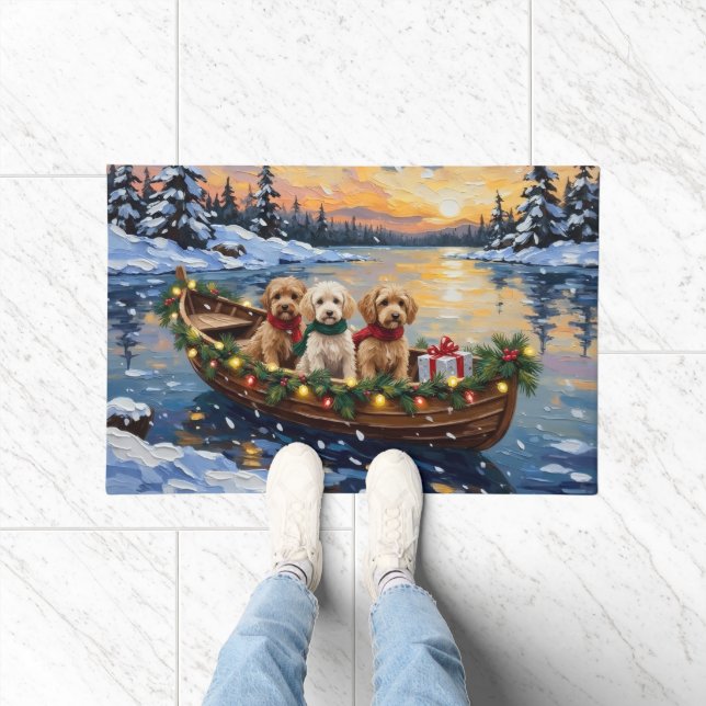 Paillasson Cockapoo Christmas Boat Holiday (Intérieur)