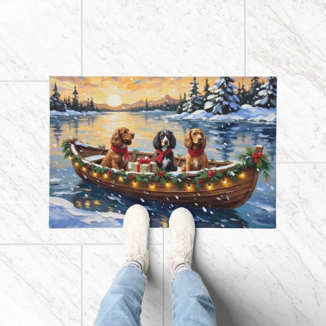 Paillasson Cocker Spaniel Noël Bateau Fêtes (Intérieur)